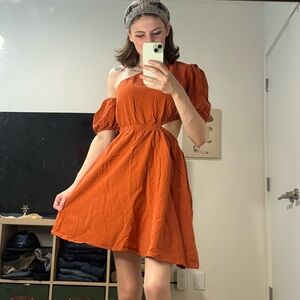 Chic One-Shoulder Orange Dress